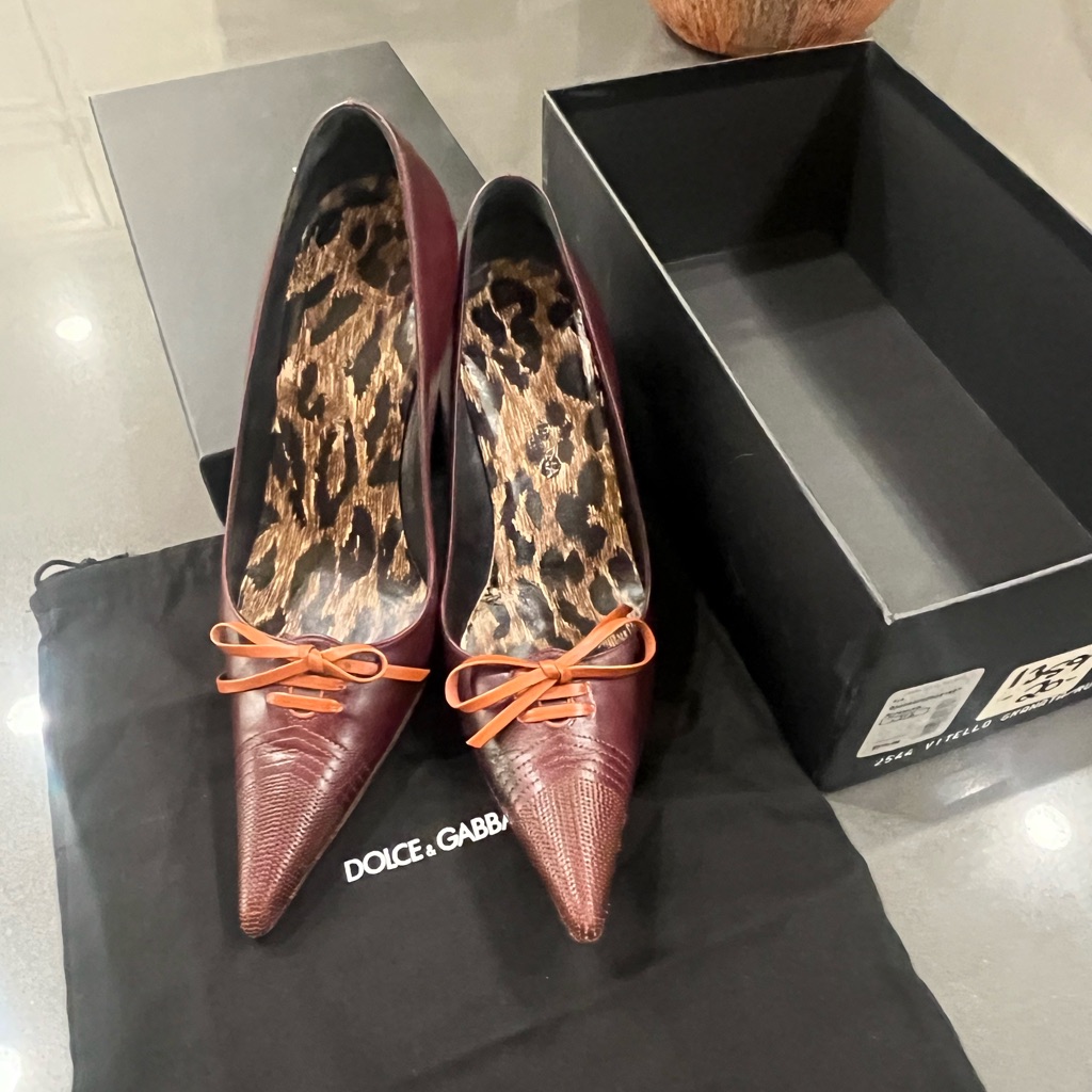 Dolce Gabana Vitello Granata/Ruggine (Burgundy/Rust) Sz 7.5 Retailed Saks $515